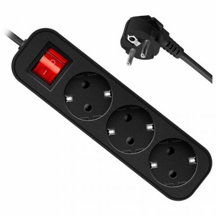 Удлинитель сетевой DEFENDER G330, 3 розетки, c заземлением, выключатель, 10А, длина 3 м, черный, 99334 Удлинитель сетевой DEFENDER G330, 3 розетки, c заземлением, выключатель, 10А, длина 3 м, черный, 99334