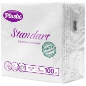 Салфетки бумажные Plushe Standart 24х24см 1сл 100шт/уп_СПБ КЗН ЧПН