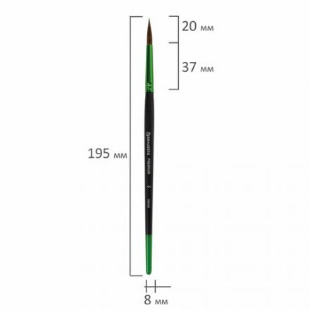 Кисти BRAUBERG PREMIUM, набор 5 шт. (из ворса пони круглые № 1, 2, 3, 4, 5), блистер, 201022 Кисти BRAUBERG PREMIUM, набор 5 шт. (из ворса пони круглые № 1, 2, 3, 4, 5), блистер, 201022