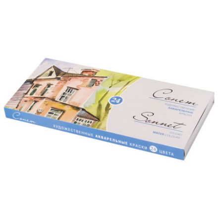 Краски акварельные художественные "Сонет", 24 цвета, кювета 2,5 мл, картонная коробка, Невская Палитра, 3541139 Краски акварельные художественные "Сонет", 24 цвета, кювета 2,5 мл, картонная коробка, Невская Палитра, 3541139