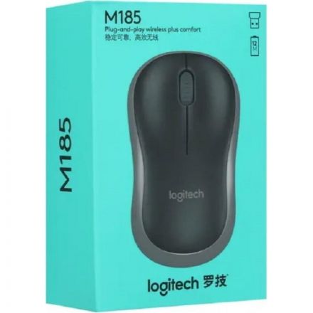 Мышь компьютерная Logitech USB OPTICAL WRL M185 GREY Мышь компьютерная Logitech USB OPTICAL WRL M185 GREY