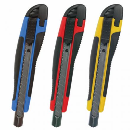 Нож канцелярский 9 мм BRAUBERG "Universal", автофиксатор, цвет ассорти, резиновые вставки, блистер, 236970 Нож канцелярский 9 мм BRAUBERG "Universal", автофиксатор, цвет ассорти, резиновые вставки, блистер, 236970