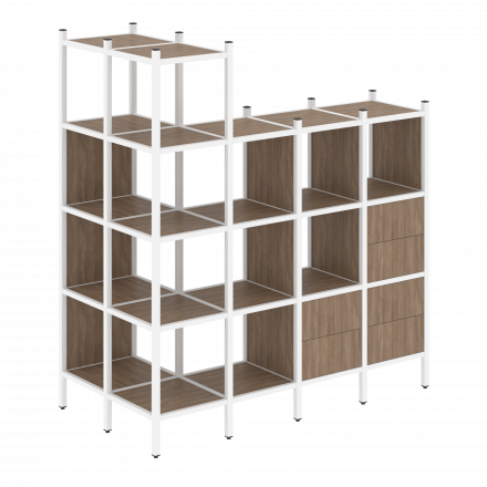 Loft Угловой внешний стеллаж наборный VR.L-57 Дуб аризона/Белый металл 862*1694*1869 Loft Угловой внешний стеллаж наборный VR.L-57 Дуб аризона/Белый металл 862*1694*1869