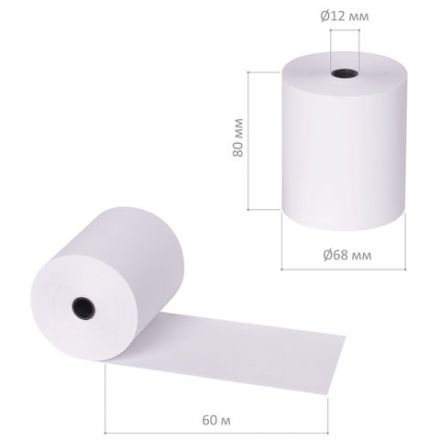 Чековая лента ТЕРМОБУМАГА 80 мм (диаметр 68 мм, длина 60 м, втулка 12 мм) КОМПЛЕКТ 6 шт., BRAUBERG, 110892 Чековая лента ТЕРМОБУМАГА 80 мм (диаметр 68 мм, длина 60 м, втулка 12 мм) КОМПЛЕКТ 6 шт., BRAUBERG, 110892