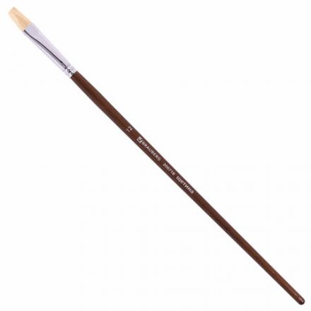 Кисть художественная профессиональная BRAUBERG ART CLASSIC, щетина, плоская, № 12, длинная ручка, 200718 Кисть художественная профессиональная BRAUBERG ART CLASSIC, щетина, плоская, № 12, длинная ручка, 200718