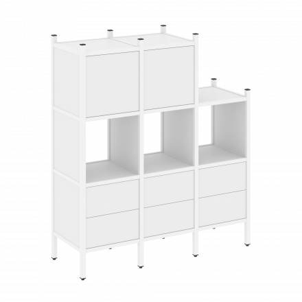Loft Прямой стеллаж наборный VR.L-15 Белый бриллиант/Белый металл 1278*446*1458 Loft Прямой стеллаж наборный VR.L-15 Белый бриллиант/Белый металл 1278*446*1458