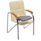 Кресло Samba светло-бежевое (кожзаменитель/бук/металл хромированный)
