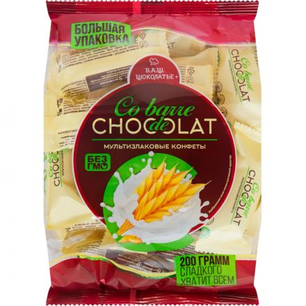 Конфеты шоколадные Co barre de Chocolat мультизлак.с бел.конд.глазурью,200г