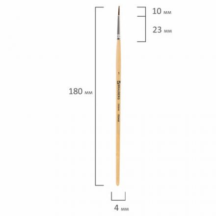 Кисть BRAUBERG, пони, круглая, №1, 200840 Кисть BRAUBERG, пони, круглая, №1, 200840