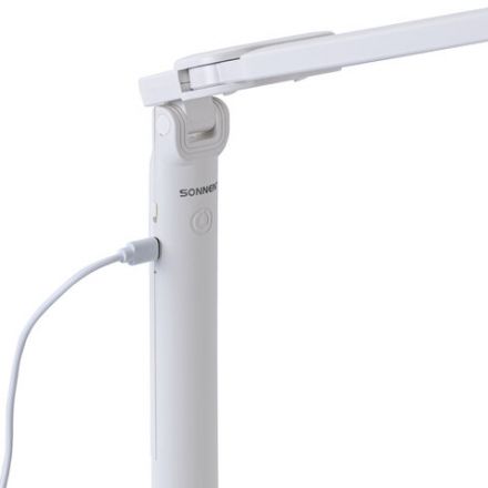 Настольная лампа светильник беспроводная SONNEN PT-201, органайзер, USB, LED, 5 Вт, 3 режима, белый, 238781