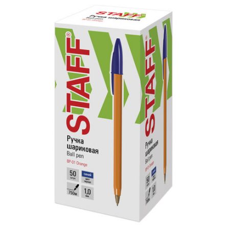 Ручка шариковая STAFF "Basic Orange BP-01", письмо 750 метров, СИНЯЯ, длина корпуса 14 см, узел 1 мм, 143740 Ручка шариковая STAFF "Basic Orange BP-01", письмо 750 метров, СИНЯЯ, длина корпуса 14 см, узел 1 мм, 143740
