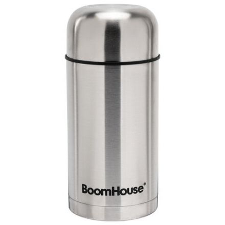 Термос 1 л для еды/напитков с широким горлом, BOOMHOUSE (БУМХАУС) WIDE, нержавеющая сталь SUS304, серебристый, 700320