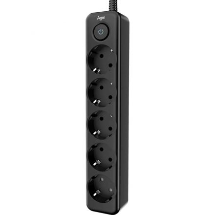 Сетевой фильтр AGNI 5р/3м,черный(TP-FD5E-3m-black)