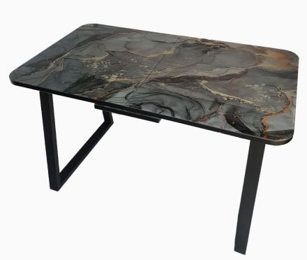 Стол "Монако" 130(160)*75 ЛДСП 22мм+стекло 4мм цвет Ярк мрамор 584, механизм Baut, опоры мет графит Стол "Монако" 130(160)*75 ЛДСП 22мм+стекло 4мм цвет Ярк мрамор 584, механизм Baut, опоры мет графит