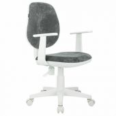 Кресло детское BRABIX "Fancy MG-201W", с подлокотниками, пластик белый, велюр, серое, 533010 Кресло детское BRABIX "Fancy MG-201W", с подлокотниками, пластик белый, велюр, серое, 533010