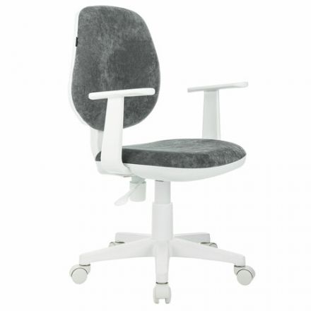 Кресло детское BRABIX "Fancy MG-201W", с подлокотниками, пластик белый, велюр, серое, 533010 Кресло детское BRABIX "Fancy MG-201W", с подлокотниками, пластик белый, велюр, серое, 533010