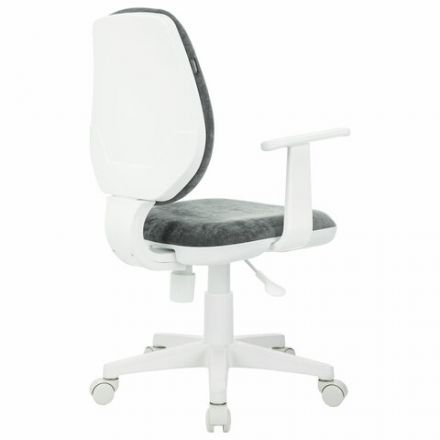 Кресло детское BRABIX "Fancy MG-201W", с подлокотниками, пластик белый, велюр, серое, 533010 Кресло детское BRABIX "Fancy MG-201W", с подлокотниками, пластик белый, велюр, серое, 533010