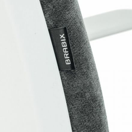Кресло детское BRABIX "Fancy MG-201W", с подлокотниками, пластик белый, велюр, серое, 533010 Кресло детское BRABIX "Fancy MG-201W", с подлокотниками, пластик белый, велюр, серое, 533010