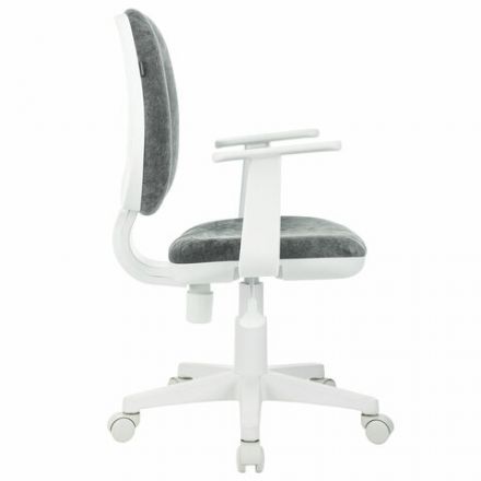 Кресло детское BRABIX "Fancy MG-201W", с подлокотниками, пластик белый, велюр, серое, 533010 Кресло детское BRABIX "Fancy MG-201W", с подлокотниками, пластик белый, велюр, серое, 533010