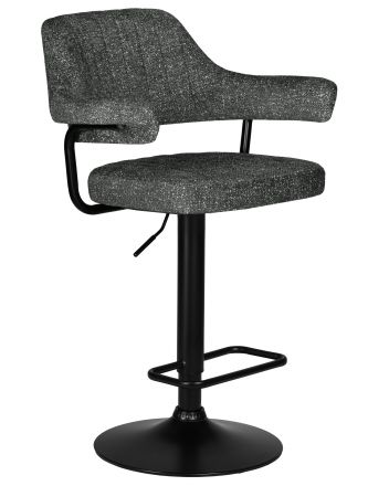 Стул барный DOBRIN CHARLY BLACK, серый твид (LEO11)