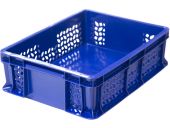 Ящик 400х300х120 дно сплошное, стенки перфорированные, с внешней ручкой  синий