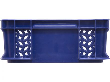 Ящик 400х300х120 дно сплошное, стенки перфорированные, с внешней ручкой  синий