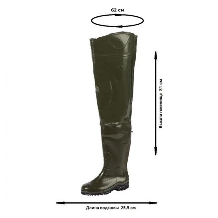 Сапоги мужские проходческие цв.оливковый мод. 162 (р.40) (255) рыбацкие