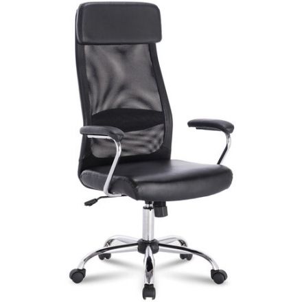 Кресло офисное BRABIX "Flight EX-540", хром, экокожа, сетка, черное, 531850 Кресло офисное BRABIX "Flight EX-540", хром, экокожа, сетка, черное, 531850
