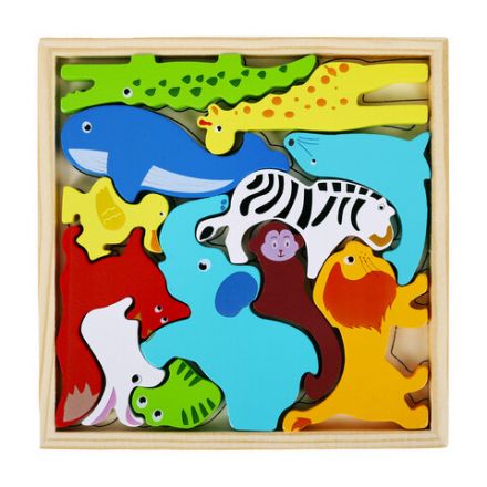 Пазл деревянный развивающий для детей "Дикие животные", 17х17 см, BRAUBERG KIDS, 665250 Пазл деревянный развивающий для детей "Дикие животные", 17х17 см, BRAUBERG KIDS, 665250
