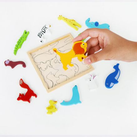 Пазл деревянный развивающий для детей "Дикие животные", 17х17 см, BRAUBERG KIDS, 665250 Пазл деревянный развивающий для детей "Дикие животные", 17х17 см, BRAUBERG KIDS, 665250