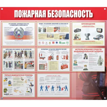 Информационный стенд-плакат Пожарная безопасность 910×700 мм