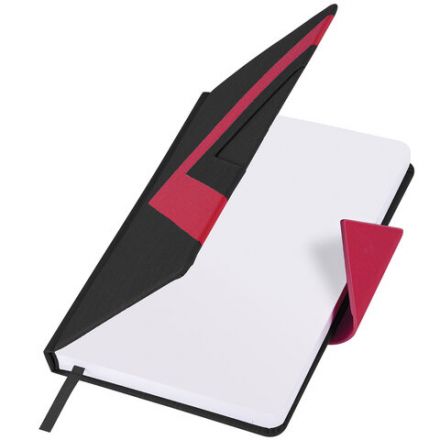 Ежедневник недатированный А5 138x213 мм BRAUBERG "Waves" под кожу, застежка 160 л., черный/красный, 111876