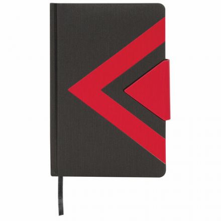 Ежедневник недатированный А5 138x213 мм BRAUBERG "Waves" под кожу, застежка 160 л., черный/красный, 111876