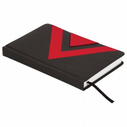 Ежедневник недатированный А5 138x213 мм BRAUBERG "Waves" под кожу, застежка 160 л., черный/красный, 111876