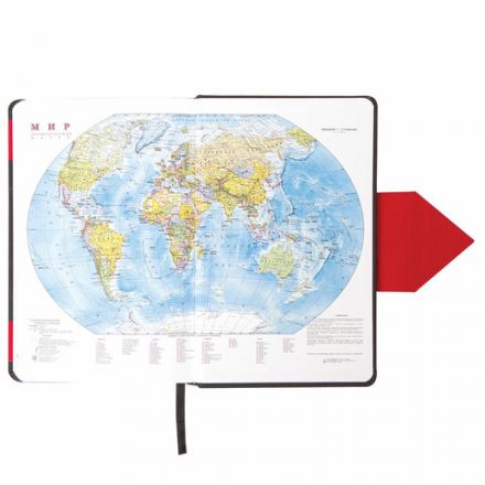 Ежедневник недатированный А5 138x213 мм BRAUBERG "Waves" под кожу, застежка 160 л., черный/красный, 111876