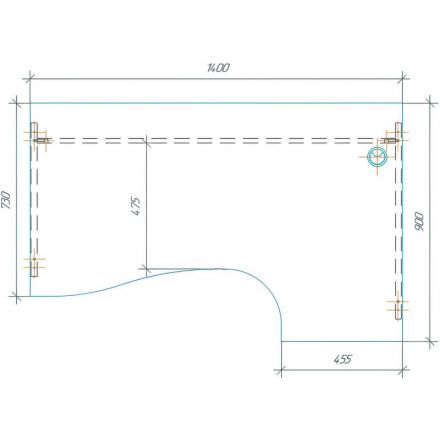 Стол Easy One правый (872,873) груша ароза Ш1400 Г900