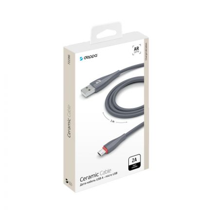 Кабель Deppa Ceramic USB - micro USB, 1м, серый Кабель Deppa Ceramic USB - micro USB, 1м, серый
