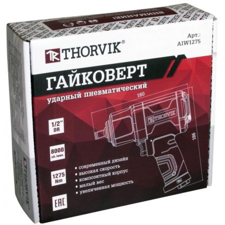 Гайковерт пневматический ударный Thorvik AIW1275, 1275 Нм, 1/2 Гайковерт пневматический ударный Thorvik AIW1275, 1275 Нм, 1/2