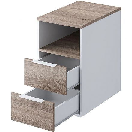 Тумба прист. Комус Мебель К-Loft 241T001 436х670х752 дуб сонома темн/белый Тумба прист. Комус Мебель К-Loft 241T001 436х670х752 дуб сонома темн/белый