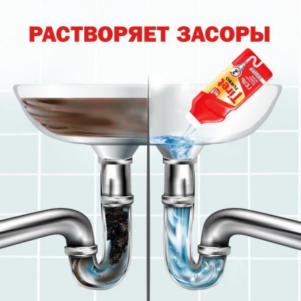 Средство для прочистки труб TIRET TURBO гель, 1л Средство для прочистки труб TIRET TURBO гель, 1л
