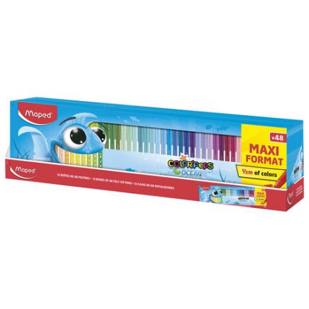 Фломастеры MAPED COLOR'PEPS "Ocean", 48 цветов, смываемые, вентилируемый колпачок, 845727