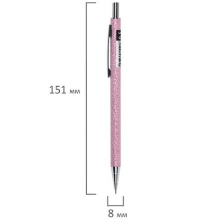 Карандаш механический 0,5 мм + грифели HB 12 штук на блистере, BRAUBERG "ROSE PINK", 181971