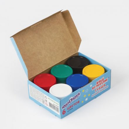 Гуашь ЮНЛАНДИЯ "ЮНЫЙ ВОЛШЕБНИК", 6 цветов по 35 мл, БОЛЬШИЕ БАНОЧКИ, высшее качество, 191335 Гуашь ЮНЛАНДИЯ "ЮНЫЙ ВОЛШЕБНИК", 6 цветов по 35 мл, БОЛЬШИЕ БАНОЧКИ, высшее качество, 191335