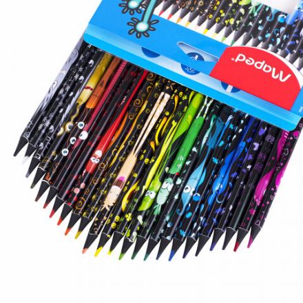 Карандаши цветные MAPED "COLOR PEP'S Black Monster", 24 цвета, трехгранные, 862624