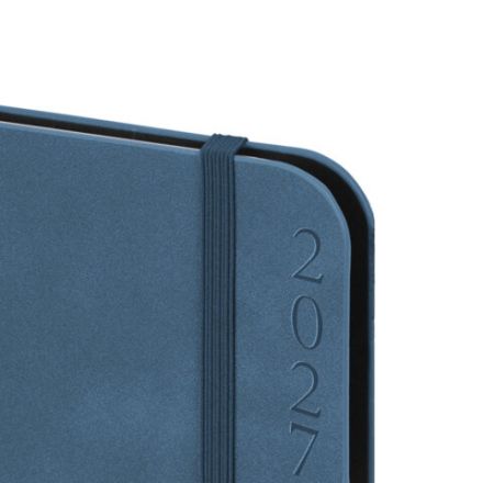 Ежедневник датированный 2027, А5, 151х213 мм, BRAUBERG "Note", под кожу, держатель для ручки, синий, 118091