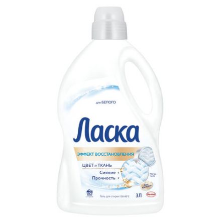 Гель для стирки 3 л ЛАСКА "Восстановление белого" 3D, концентрат, 2463015 Гель для стирки 3 л ЛАСКА "Восстановление белого" 3D, концентрат, 2463015