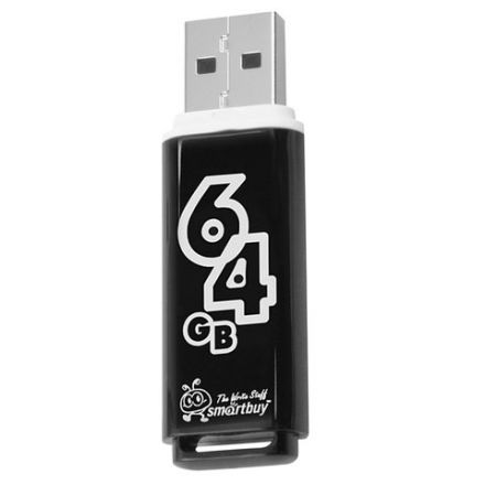 Флеш-диск 64 GB, SMARTBUY Glossy, USB 2.0, черный, SB64GBGS-K Флеш-диск 64 GB, SMARTBUY Glossy, USB 2.0, черный, SB64GBGS-K