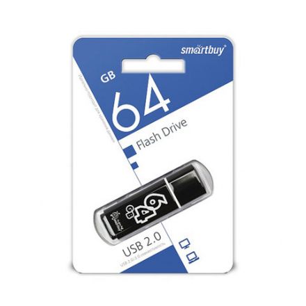 Флеш-диск 64 GB, SMARTBUY Glossy, USB 2.0, черный, SB64GBGS-K Флеш-диск 64 GB, SMARTBUY Glossy, USB 2.0, черный, SB64GBGS-K
