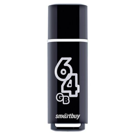 Флеш-диск 64 GB, SMARTBUY Glossy, USB 2.0, черный, SB64GBGS-K