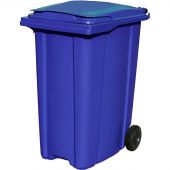 Контейнер-бак мусорный 360 л пластиковый на 2-х колесах с крышкой синий